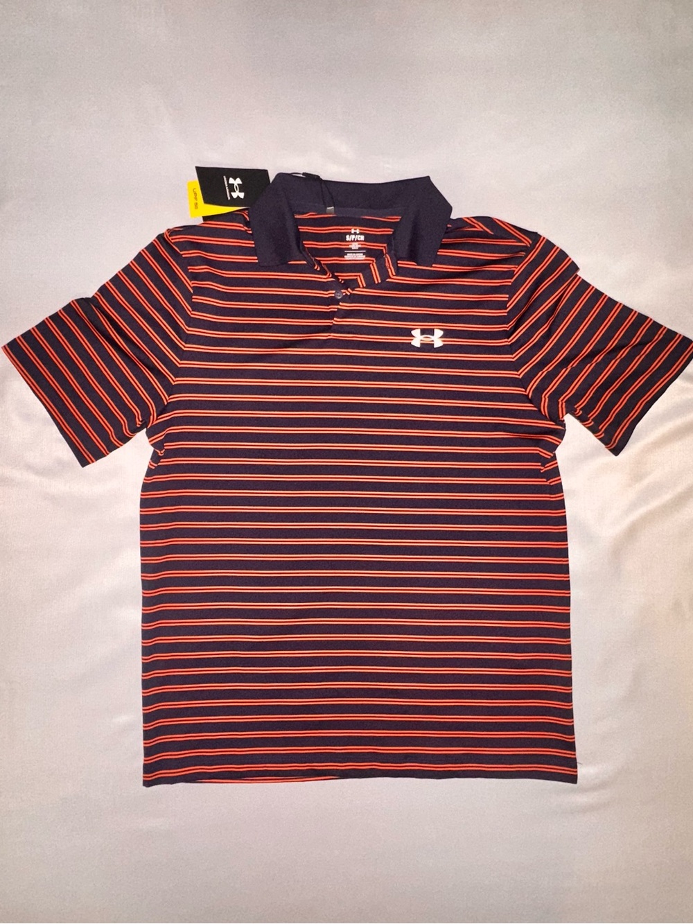 Under Armour Men's Orange & Navy Matchplay Stripe Polo